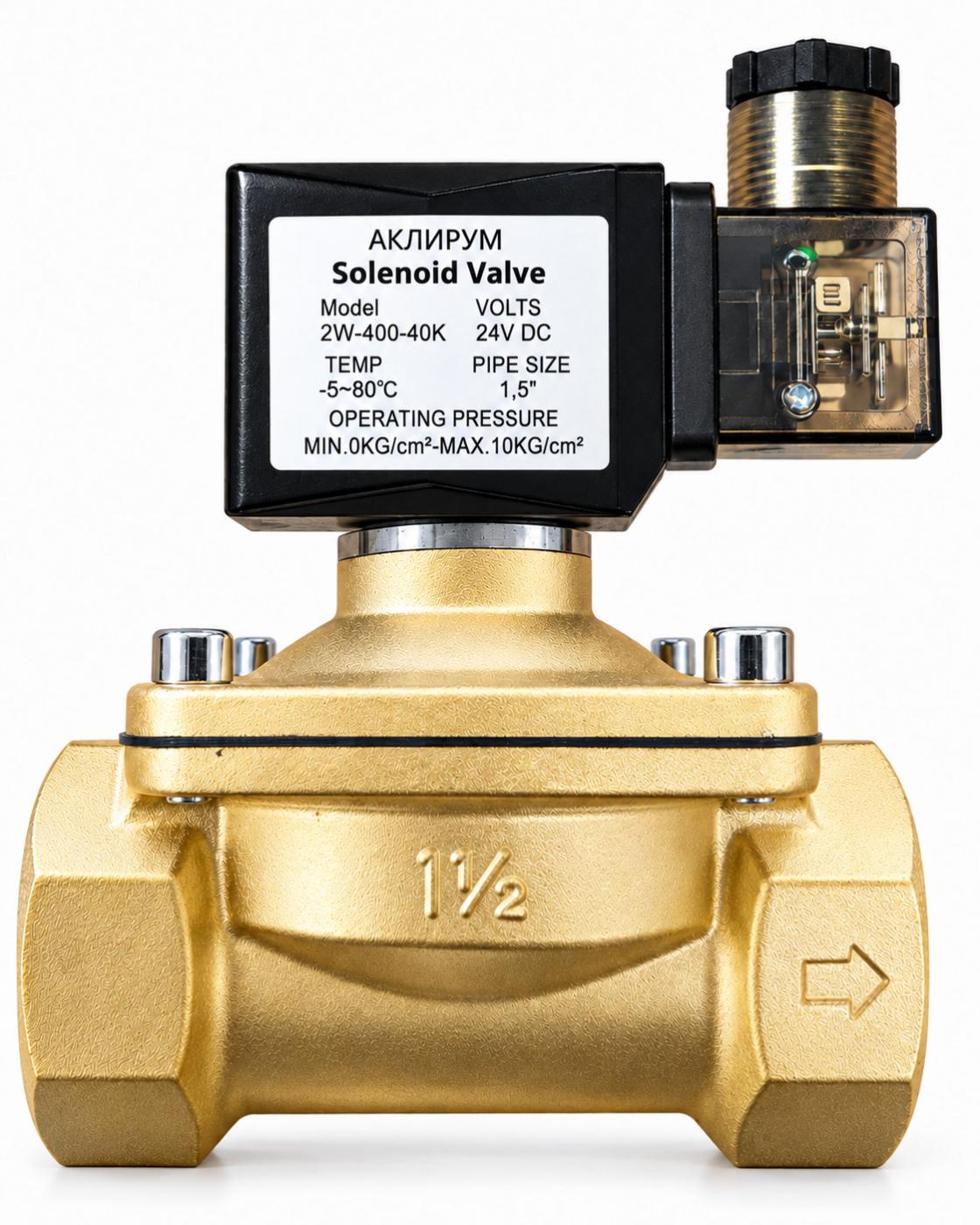 Соленоидный клапан АКЛИРУМ 2W-40K 24В DC (нормально открытый)